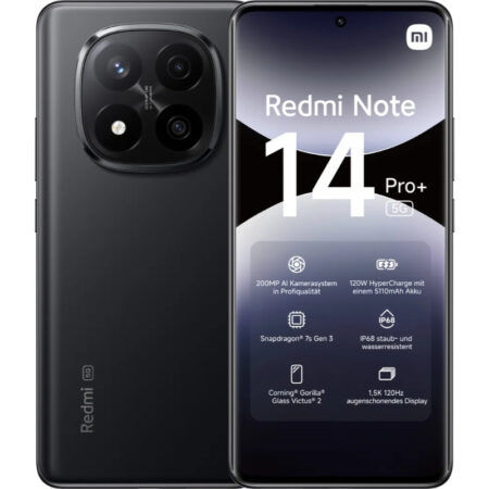 Xiaomi Redmi Note 14 Pro+ 5G 256GB, teléfono móvil (Negro medianoche, HyperOS, 8 GB)