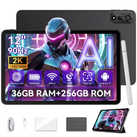Tableta Blackview Mega2wifi de 12 pulgadas, 2K, FHD, 36 GB (12+24 GB) + 256 GB (gris)